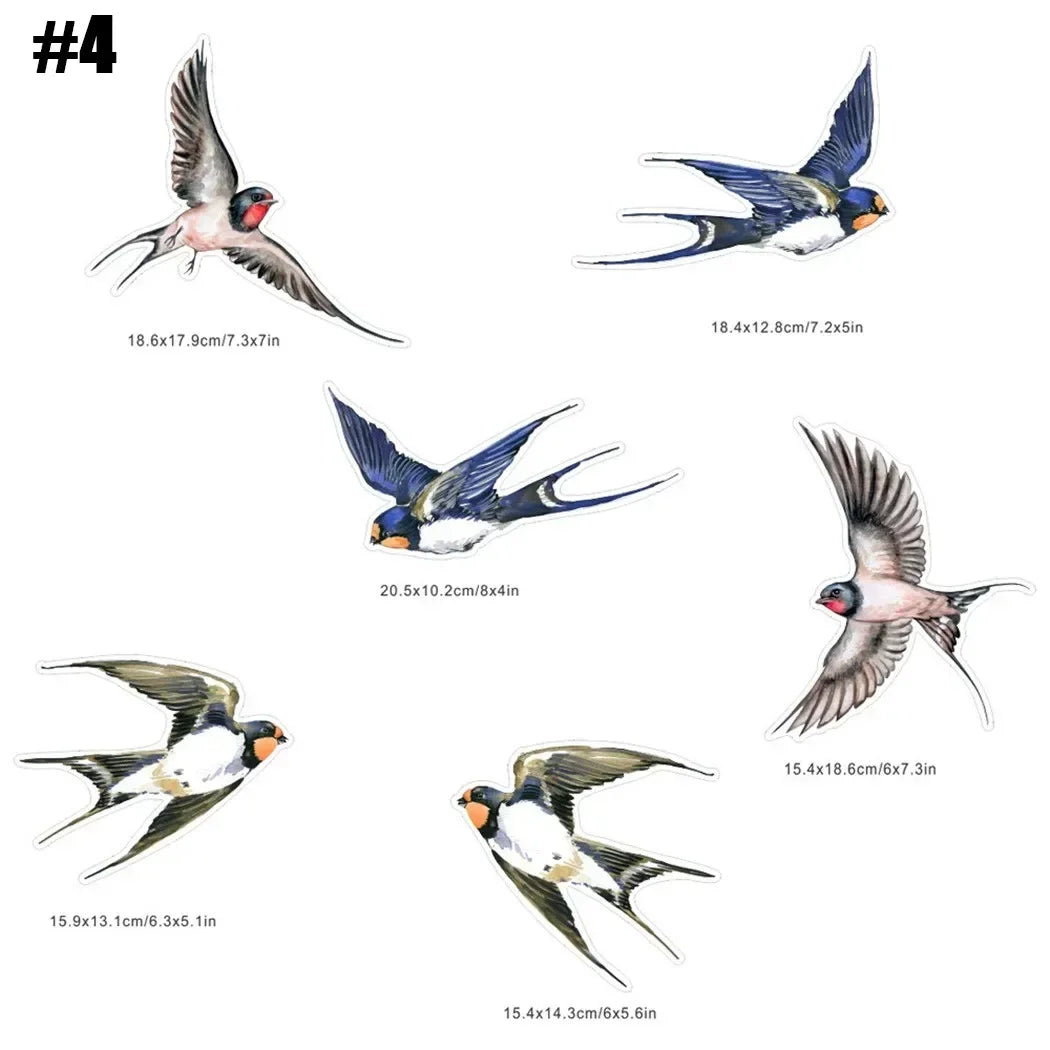 6PCS Hummingbird Sticker Glass Decal Electrostatic Glass Film Anti-Collision Window Cling To Prevent Birds Strikes Non Adhesive