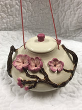 Cherry Blossoms  (Art Piece) Glass Hummingbird Feeder Handmade Pottery